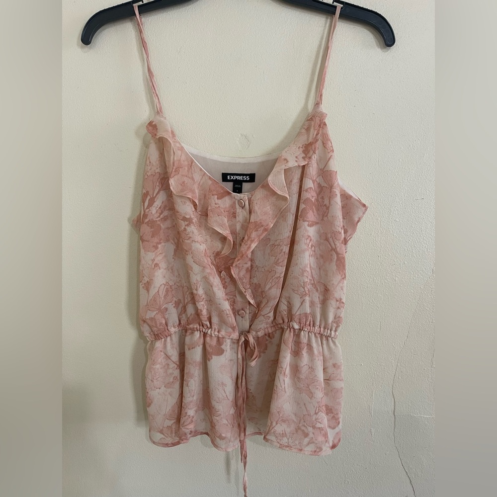 Express Pink Ruffled Tie Front Camisole